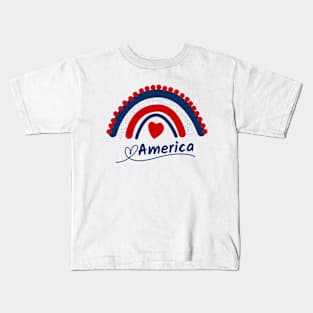 America Patriotic Boho Rainbow Kids T-Shirt